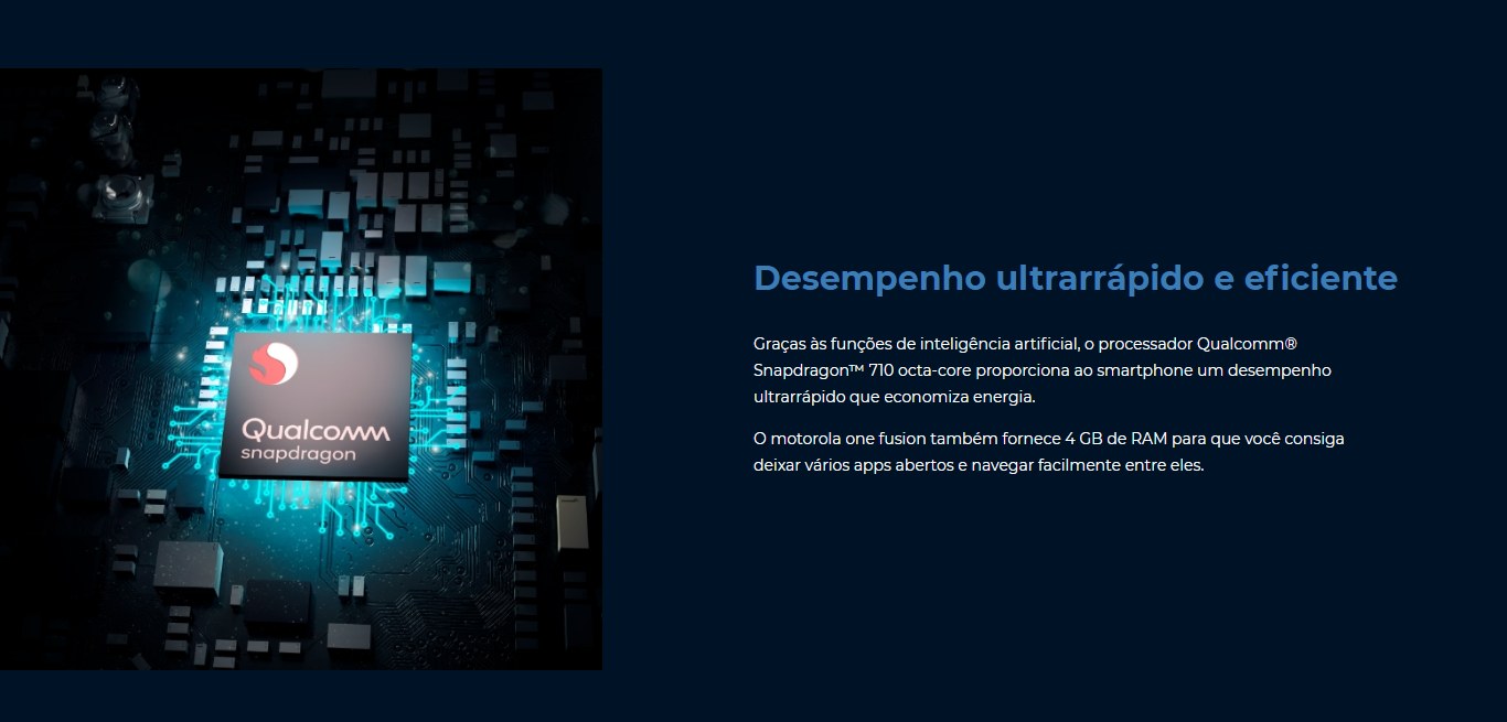 Smartphone Motorola One Fusion 64GB Dual Chip Câmera 48MP + 8 MP + 5 MP + 2 MP Tela 6,5